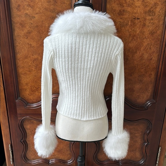 SHEIN Allurite Faux Fur Trimmed Rib Knit Cardigan - Picture 13 of 17